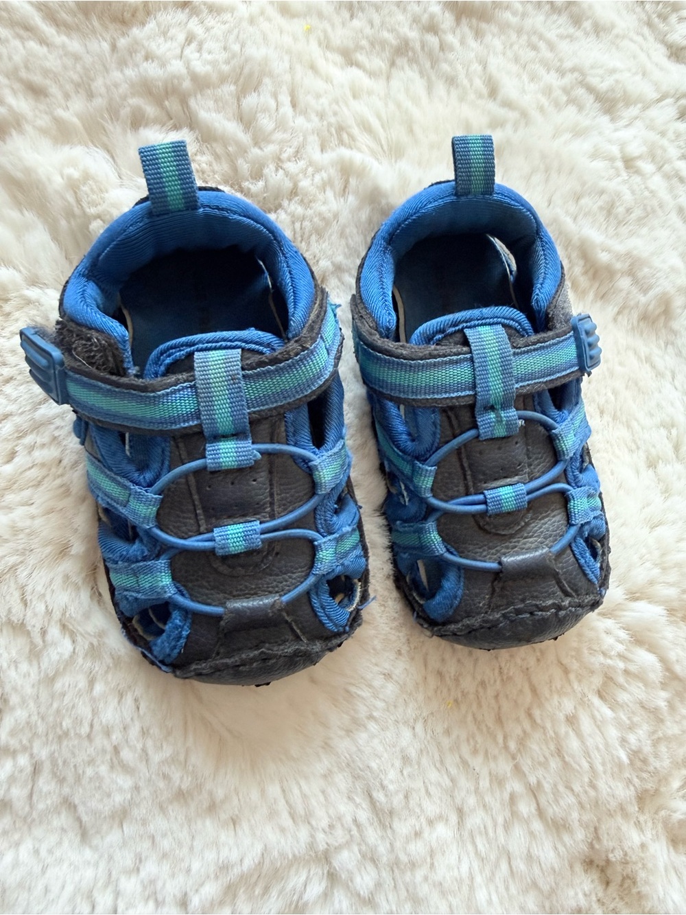 Toddler Blue Closed-Toe Sport Sandals with Easy Hook-and-Loop Strap